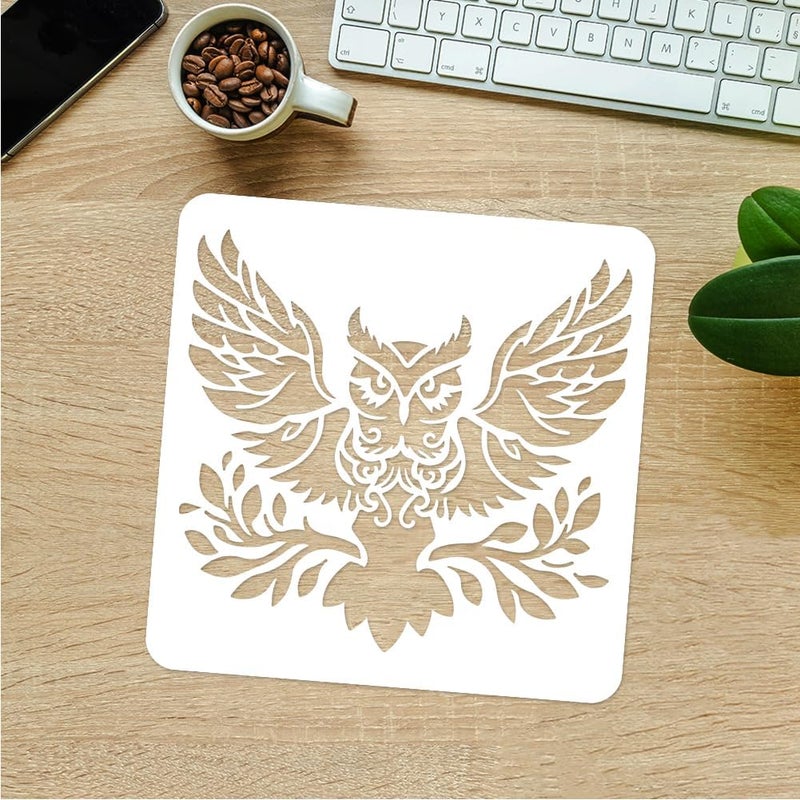 DOODLREAM Owl Wall Stencil Template 11.8 x 11.8 Inch Reusable Plastic Forest Animal Stencil for Painting on Wood Wall Floor Tile Fabric Glass Furniture, DIY Home Decor Or Craft Stencil - Image 4